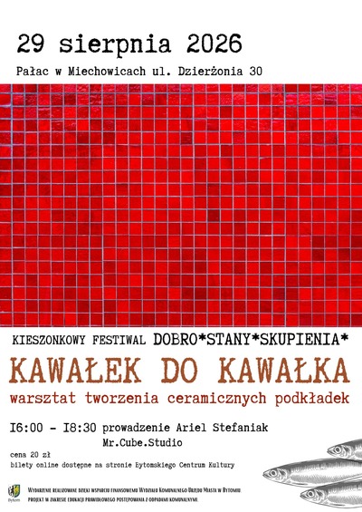 Plakat wydarzenia:  KAWAŁEK DO KAWAŁKA | Warsztat tworzenia ceramicznych podkładek | Ariel Stefaniak MR. CUBE STUDIO 